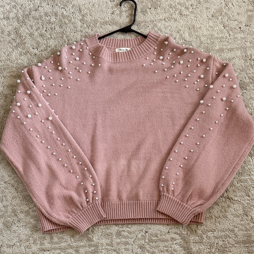Pink Pearl Embellished Sweater
